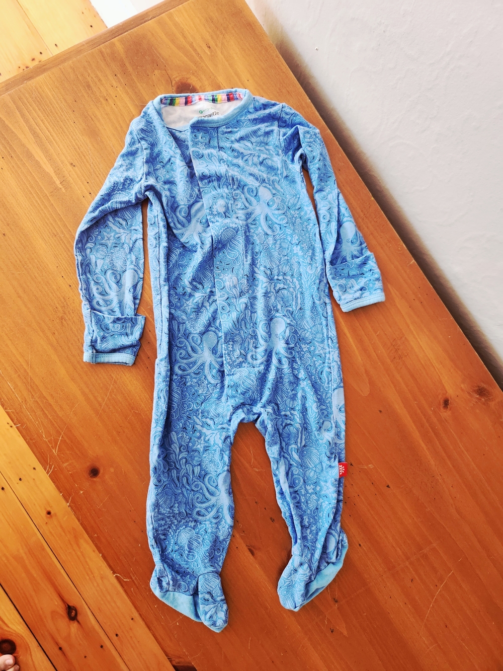 Magnetic Me 3-6 Month Bamboo Blue Sea Creature Print Footie